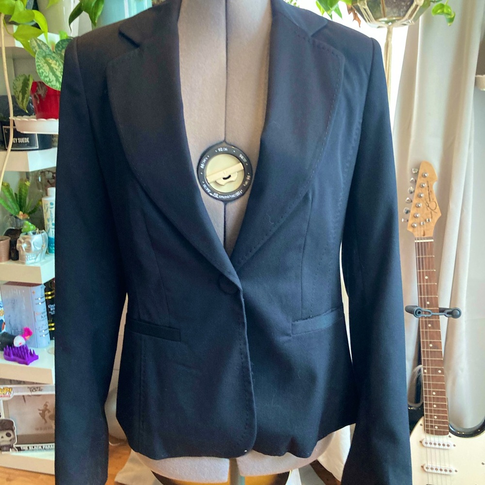 Simple black blazer with stitch detail